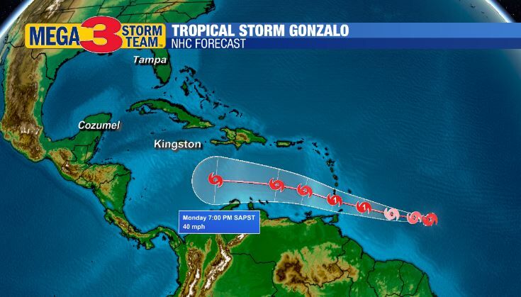 Tropical Storm Gonzalo Forecast